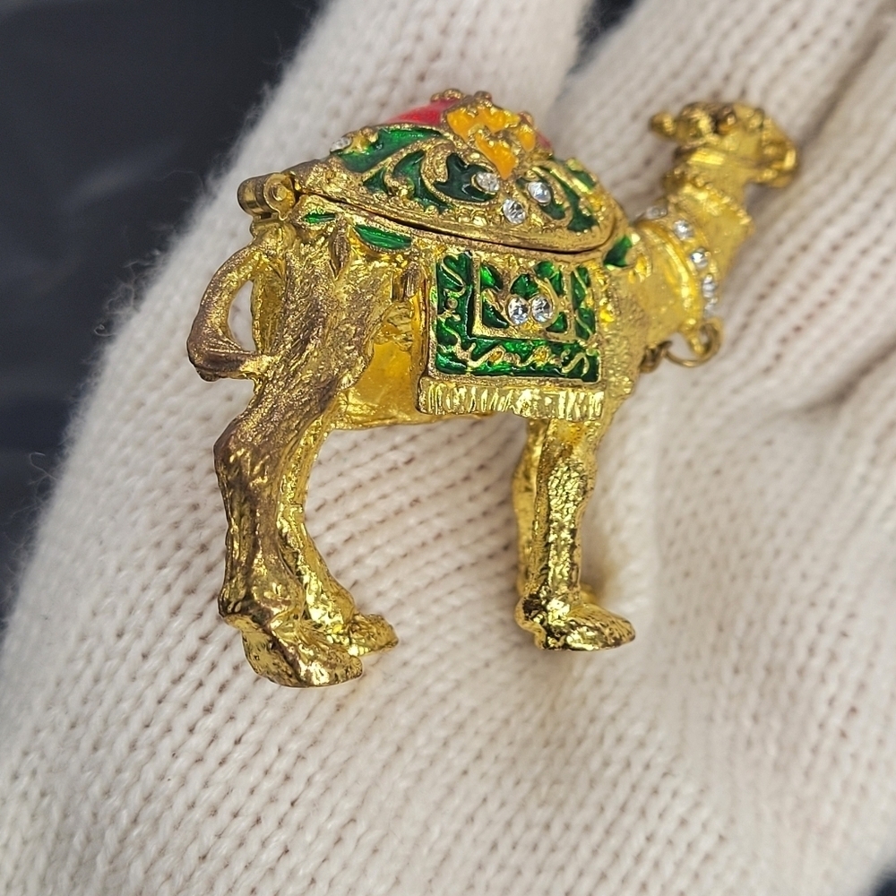 Camel Jewelry Box Trinket Box Decorative Enamel vintage Style Kewel encrusted - Picture 5 of 8